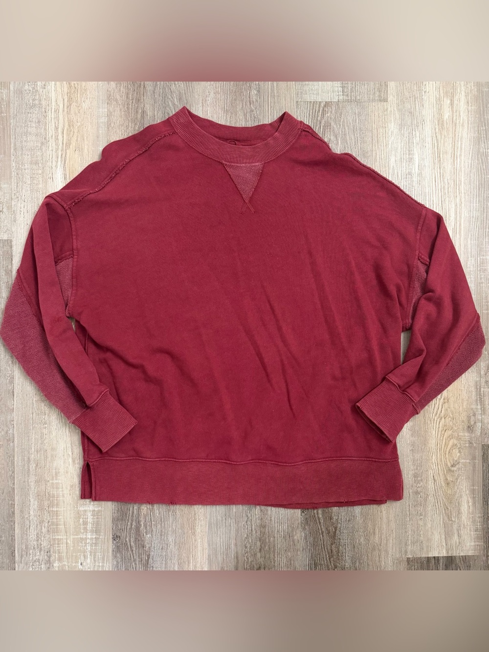 Aerie Oversized Lightweight Red Tunic Crewneck Sweatshirt, size Medium like NEW